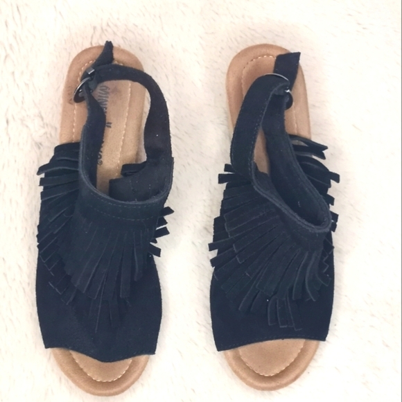 Minnetonka Ashley Western Fringe Bohemian Espadrille Wedge Bikercore Slingback - Picture 4 of 10